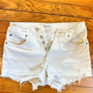 Agolde White Denim Parker Shorts, Size 25